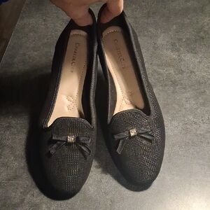 Charter Club Elegant Black Loafers with Bow Accent /LIKE NEW